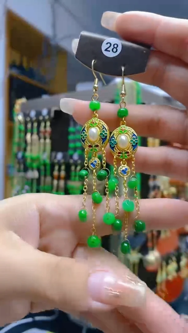 翡翠合金耳饰350翡翠锁骨链