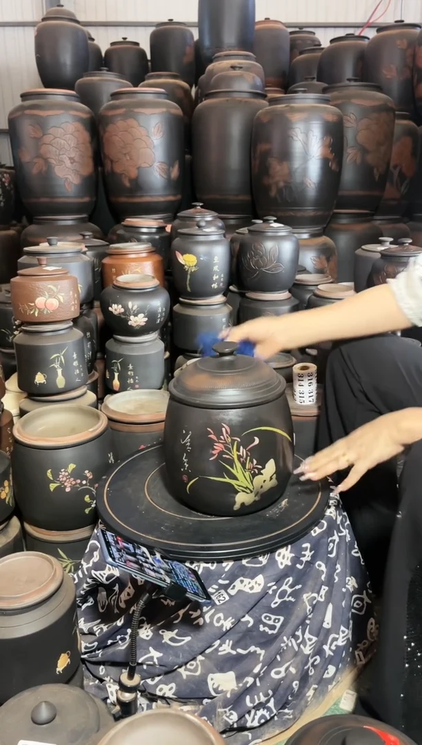 壶完品茶叶罐大龙蛋彩填 313