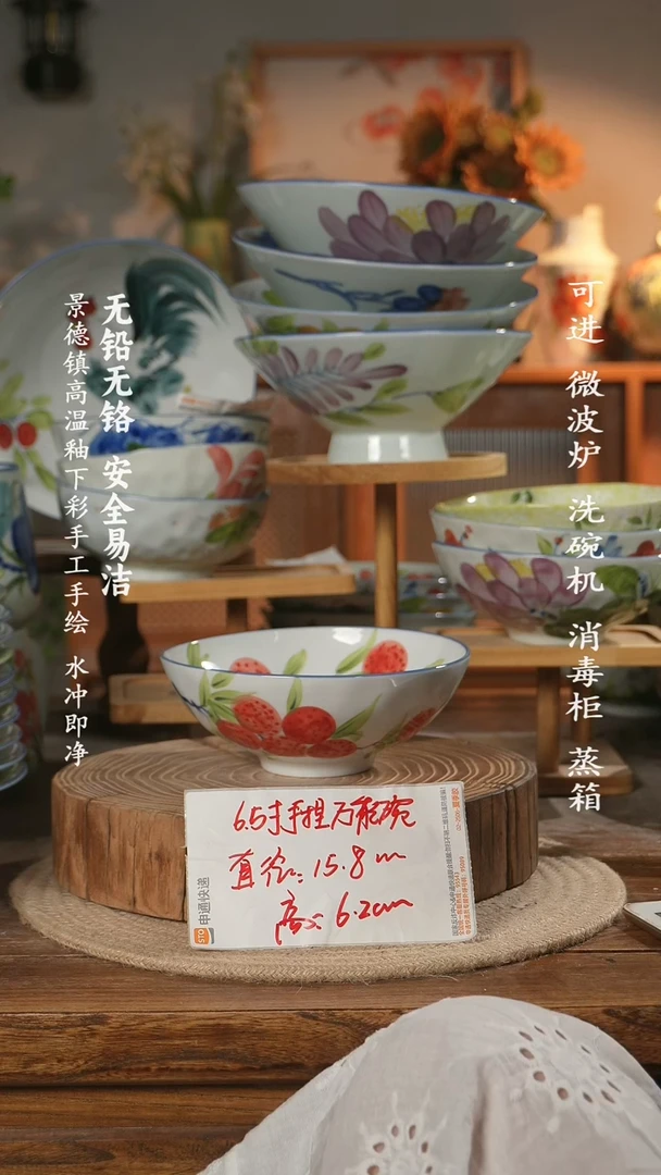 瓷景德镇高温瓷釉下彩手绘陶瓷万能