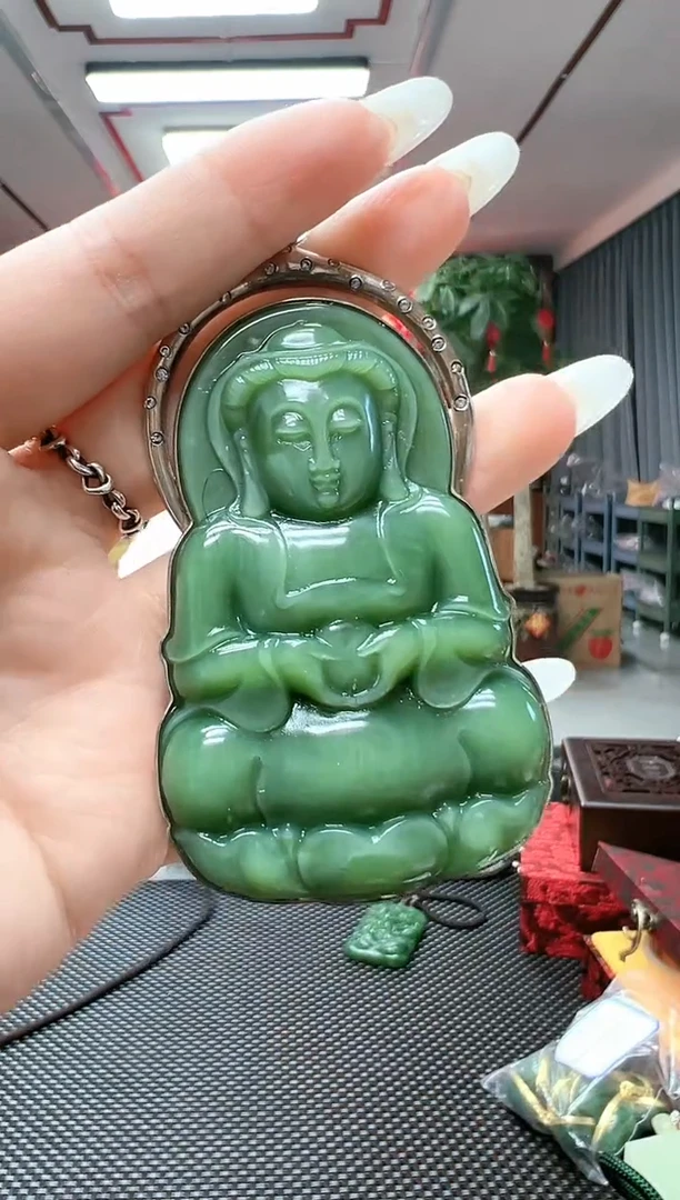 和田玉（碧玉）银S925镶嵌挂件精品/多样性发货其中发一