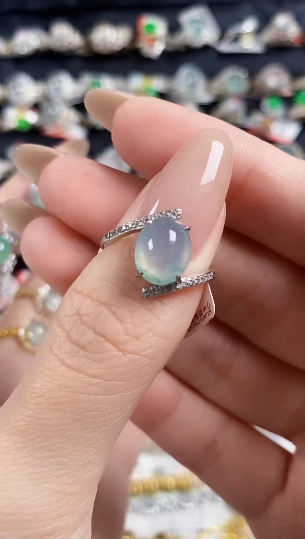 银S925镶嵌戒指翡翠天然A货翡翠173