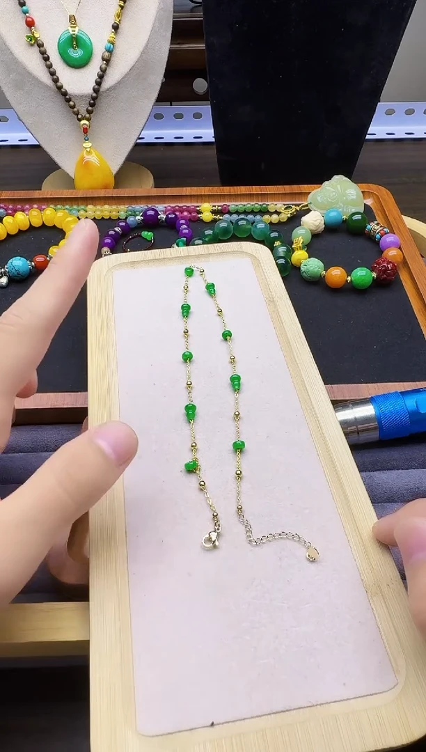 翡翠14K金镶嵌颈饰X76