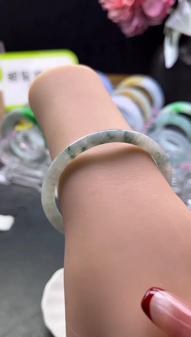 未镶嵌手镯定制翡翠蓝花54-55