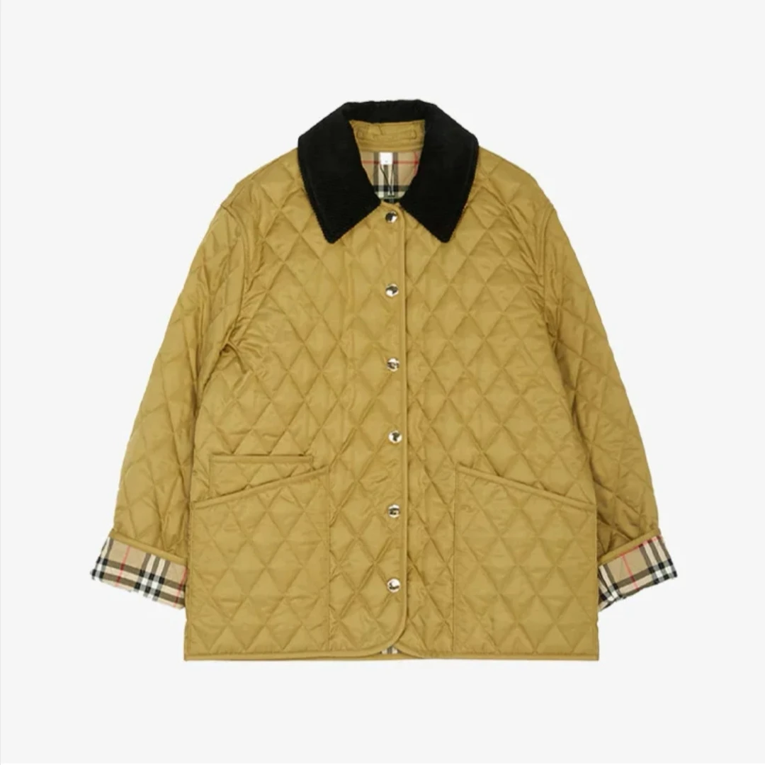 博柏利菱形格纹女士翻领时尚经典轻薄休闲轻便舒适棉服8096355