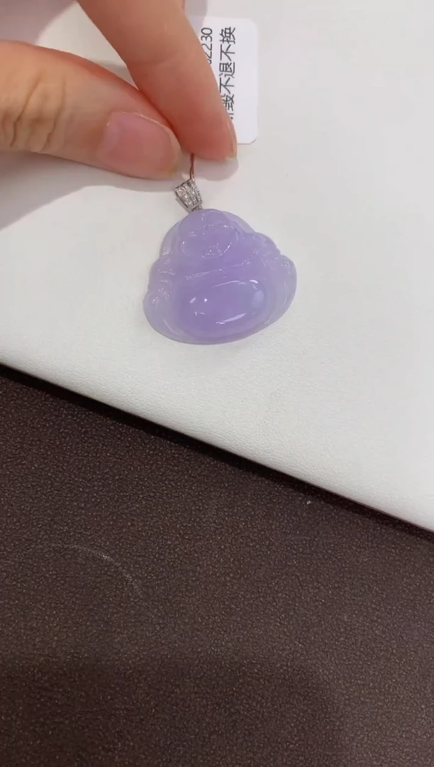 翡翠18K金镶嵌颈饰天然缅甸a货翡翠