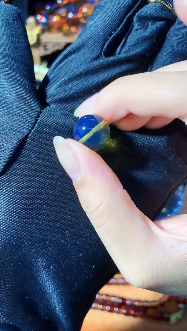 未镶嵌琥珀珠宝奇石13mm高蓝单珠