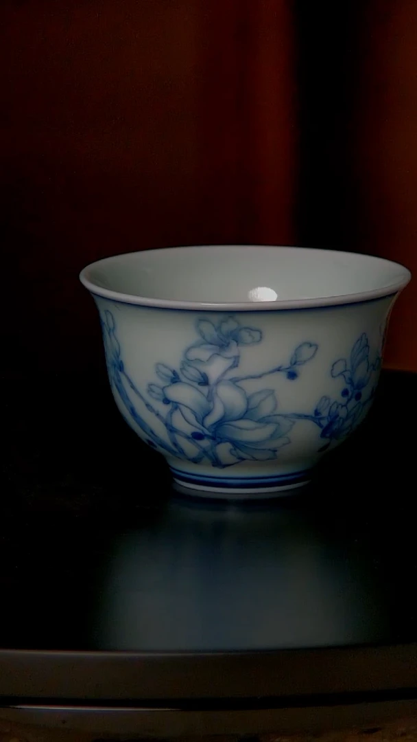 景德镇手工青花迎春花铃铛主人杯