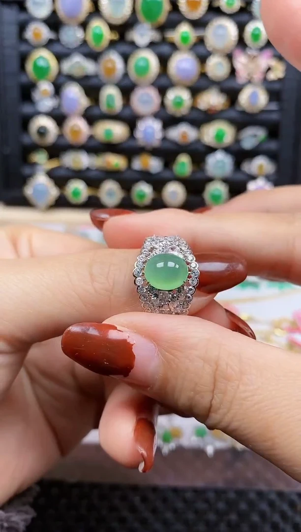 银S925镶嵌戒指翡翠126