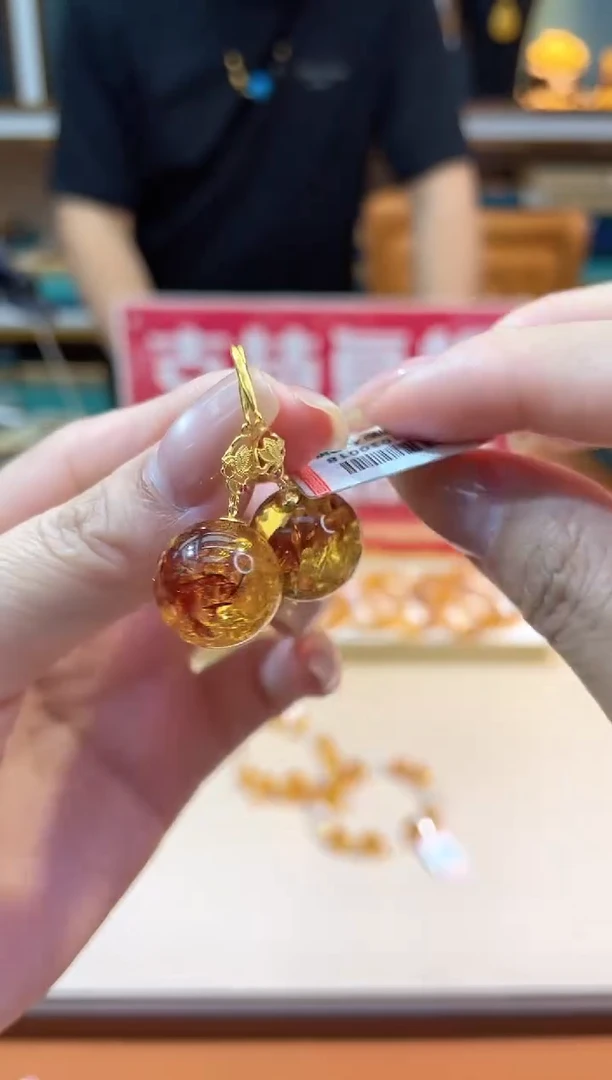 裸石琥珀18K金镶嵌@@ZY31030018