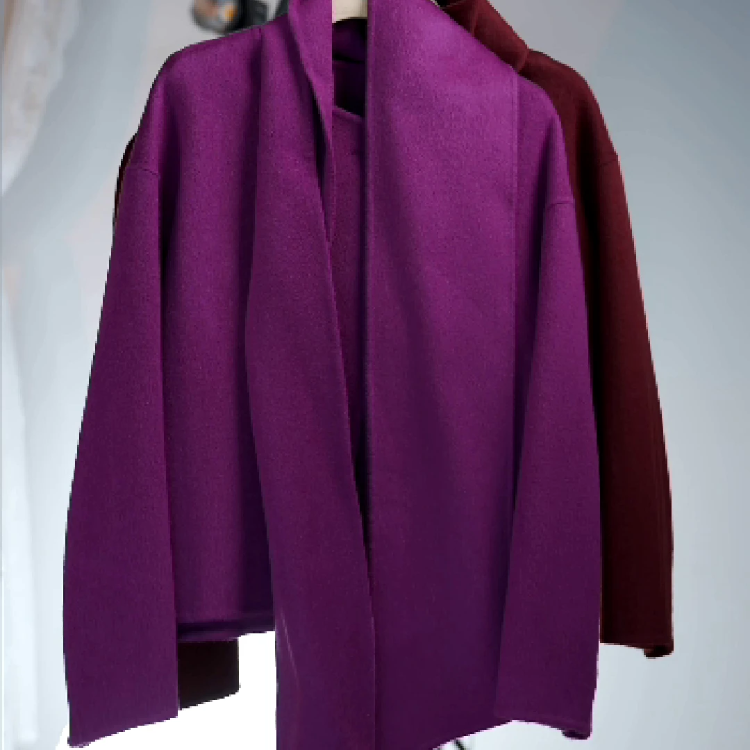 051款圆领纯色透气毛呢外套女装西装设计师流苏气质时尚百搭