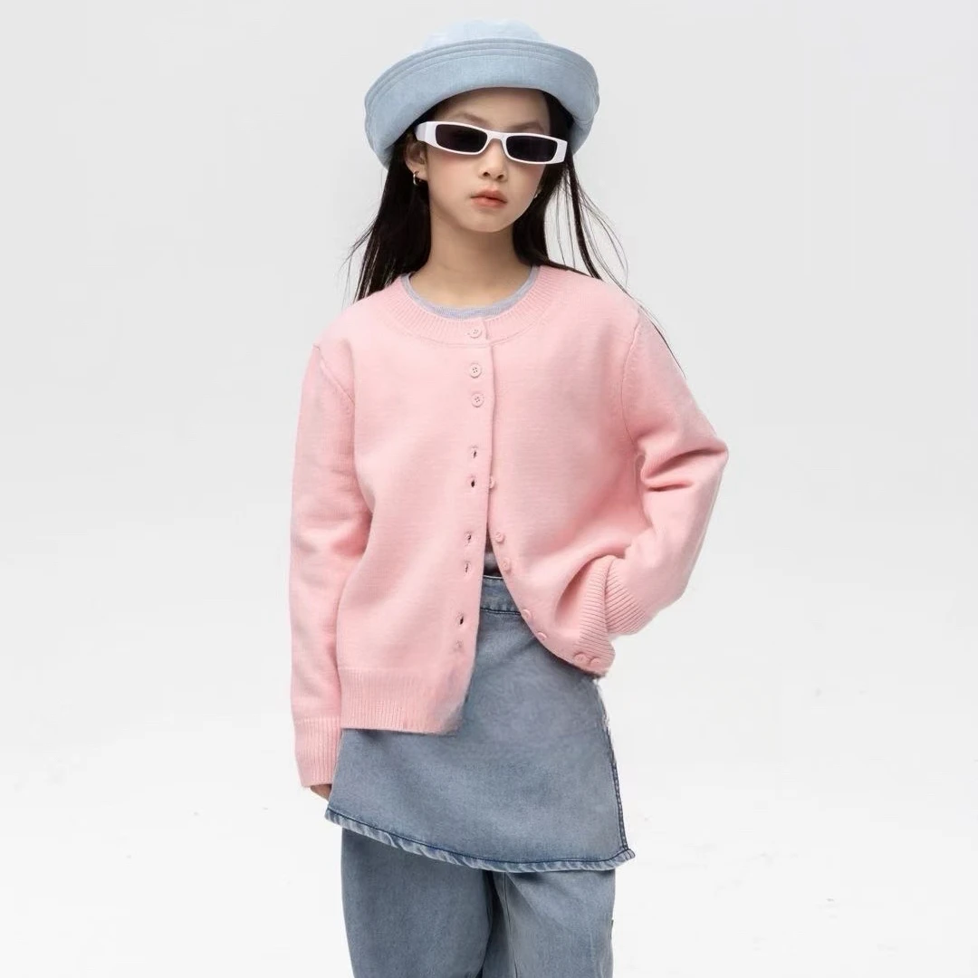 【苏舒童装】早春新款女童甜美温柔风纽扣式外套宽松开衫上衣13122