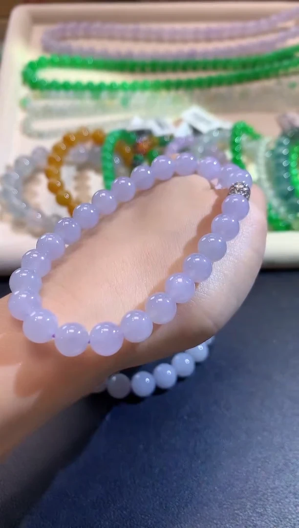 未镶嵌手串翡翠S29  紫货有一定色差