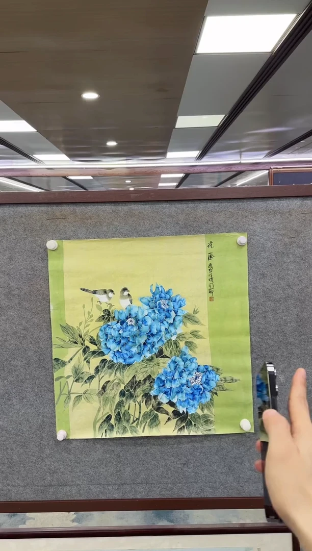 国画W-闫辉-斗方-花鸟国画