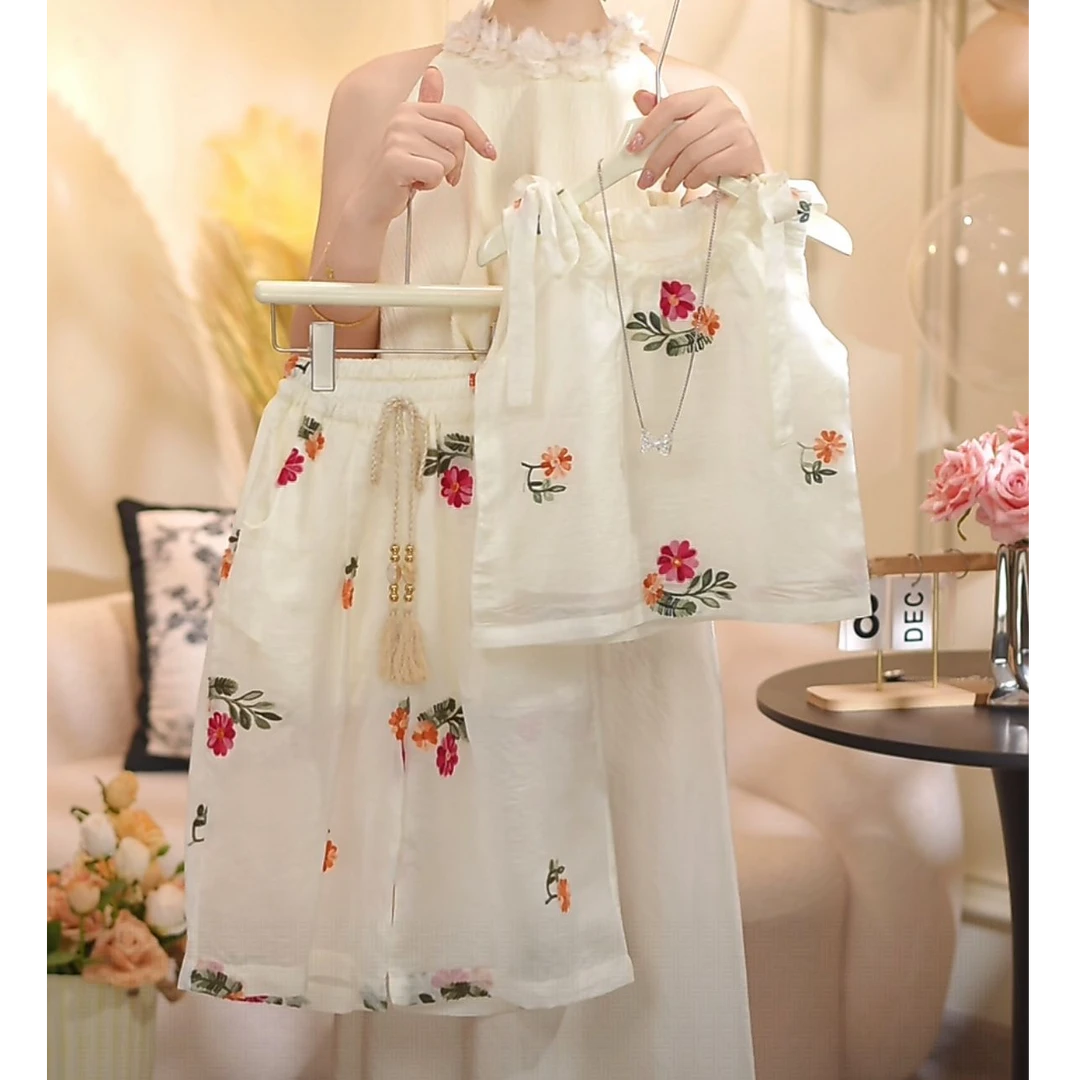 【可儿家】女童2025夏季新款公主风套装洋气百搭时尚套装-