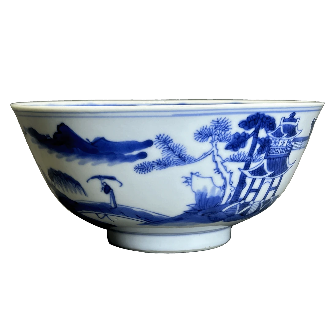 25062813x青花山水人物纹碗