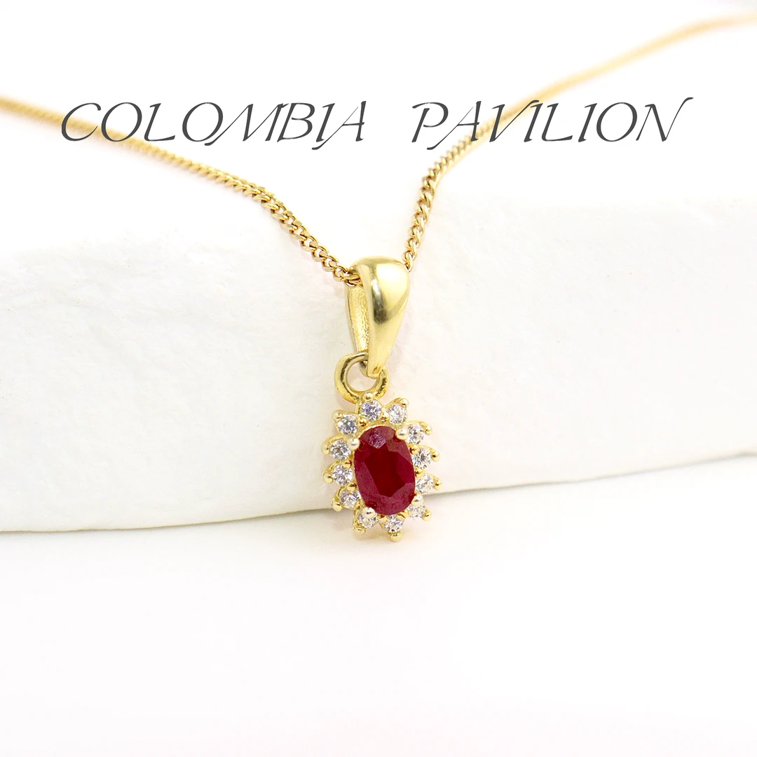 4311-S925银-天然红宝石吊坠-3mm*5mm