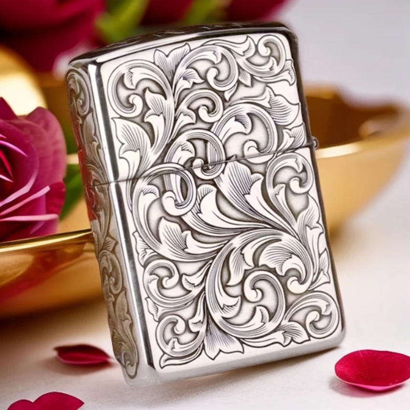 【老李推荐】zippo打火机大唐草925银盔甲男士DYJ1