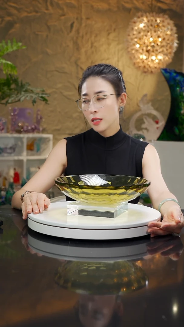 手工艺品琉璃小****7牛油果色切面果碗