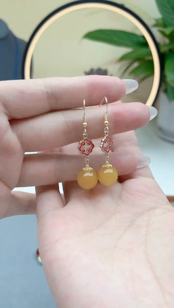 玛瑙/玉髓耳饰银S925镶嵌6502