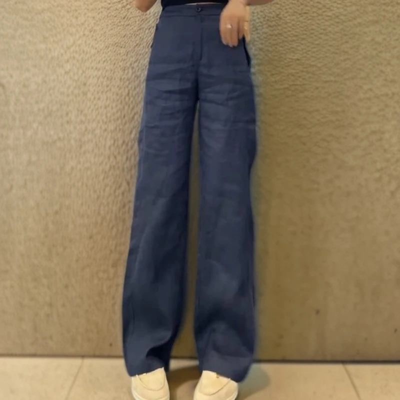 阮黛时尚大码高腰直筒拖地裤2025夏季新款胖妹妹百搭宽松休闲长裤