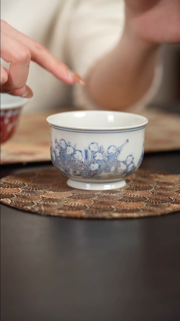 【闪购商品】杯四景堂青花描银