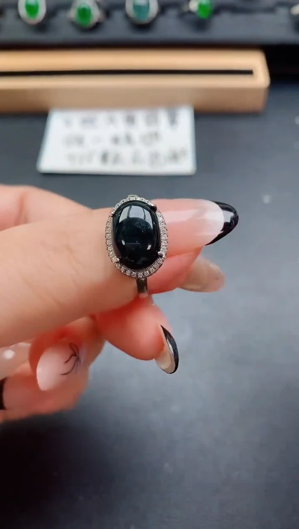 翡翠戒指银S925镶嵌08606