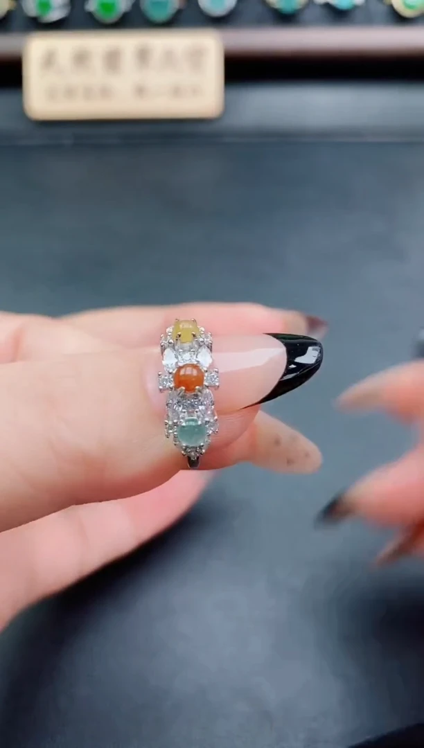 银S925镶嵌戒指翡翠1