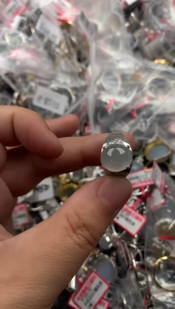 银S925镶嵌戒指翡翠77777  2