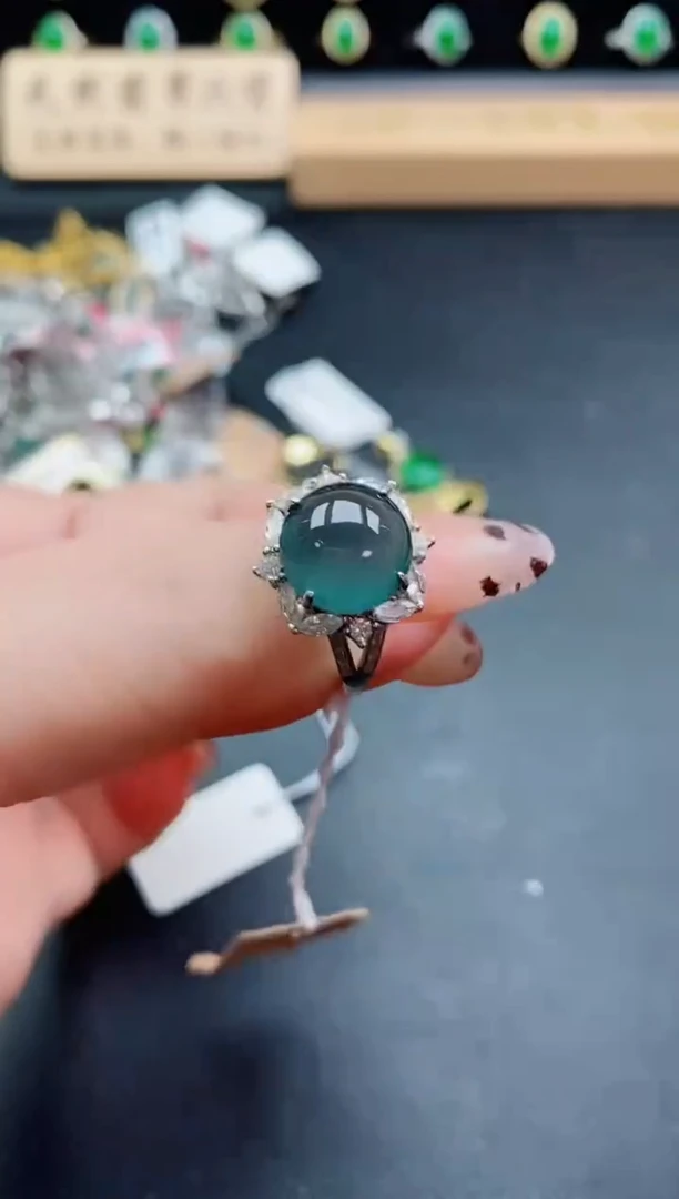 银S925镶嵌戒指翡翠1