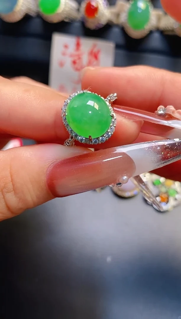 银S925镶嵌戒指翡翠天然