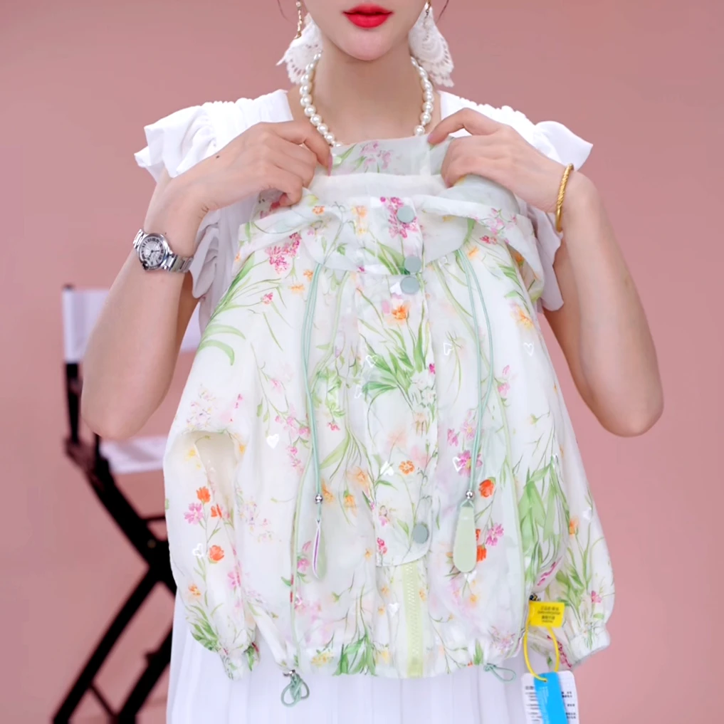 Disney/迪士尼【竹影花帷】女童夏装外套2025新款儿童洋夏季防晒衣