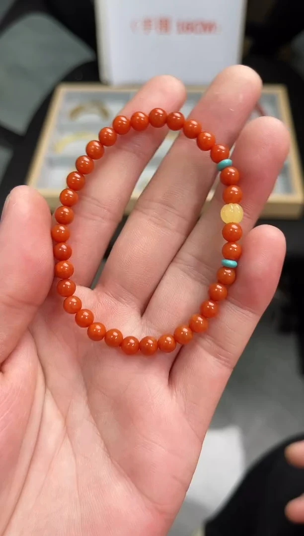 【闪购商品】南红玛瑙手串未镶嵌南红单圈蜜蜡QF-A280（多样性发一）