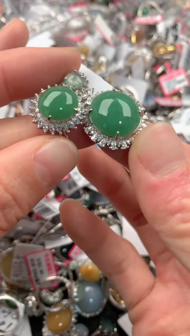 银S925镶嵌戒指翡翠222   10