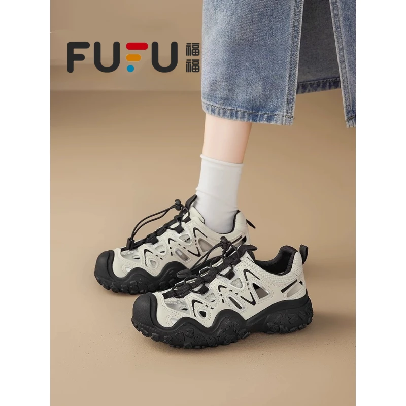 福福厚底凉鞋女夏季外穿2025新款防滑溯溪透气户外徒步运动登山鞋