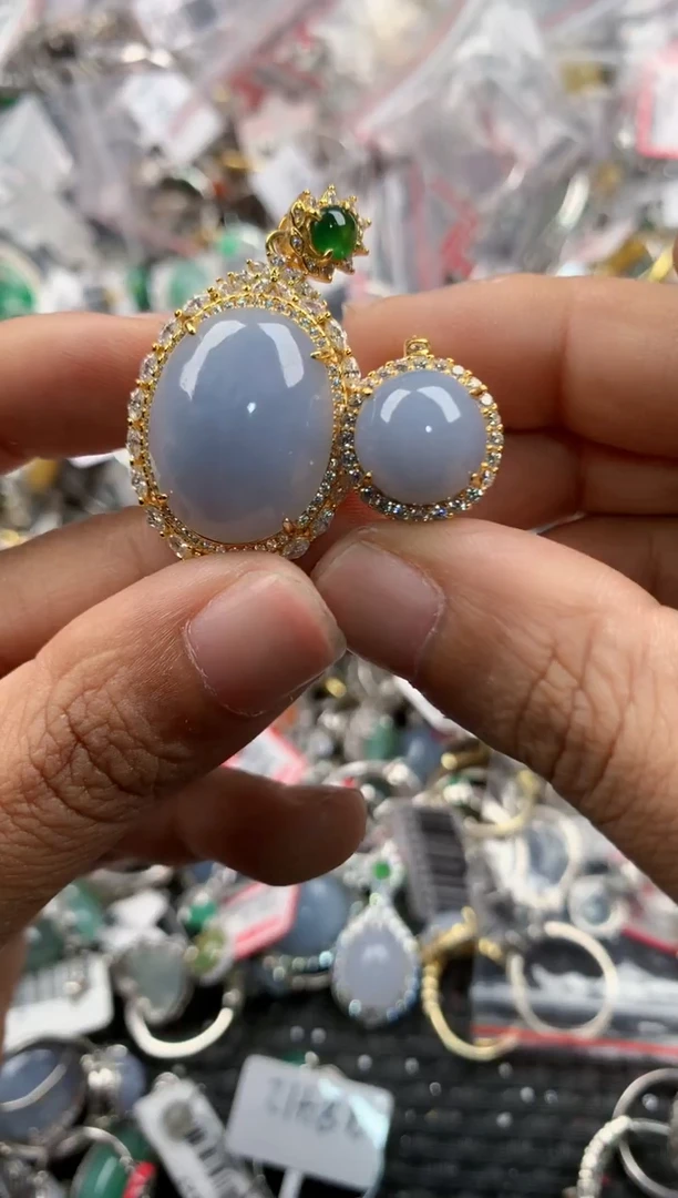 银S925镶嵌戒指翡翠5555-----8