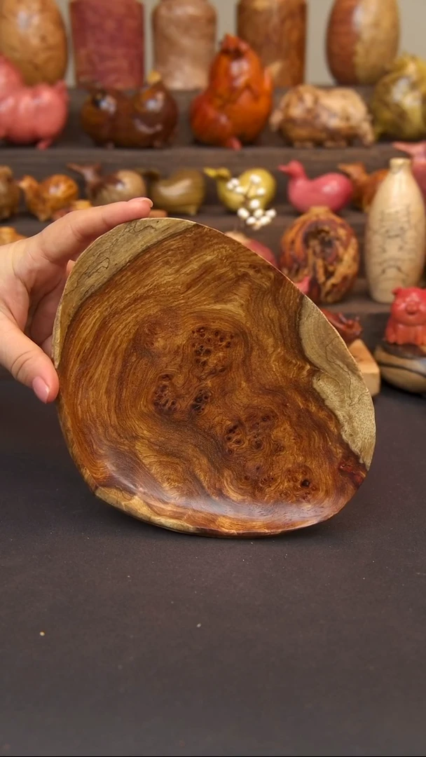 交趾黄檀（大红酸枝）刺猬紫檀贝壳盘