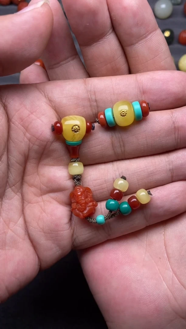 蜜蜡足金镶嵌珠宝奇石煜*