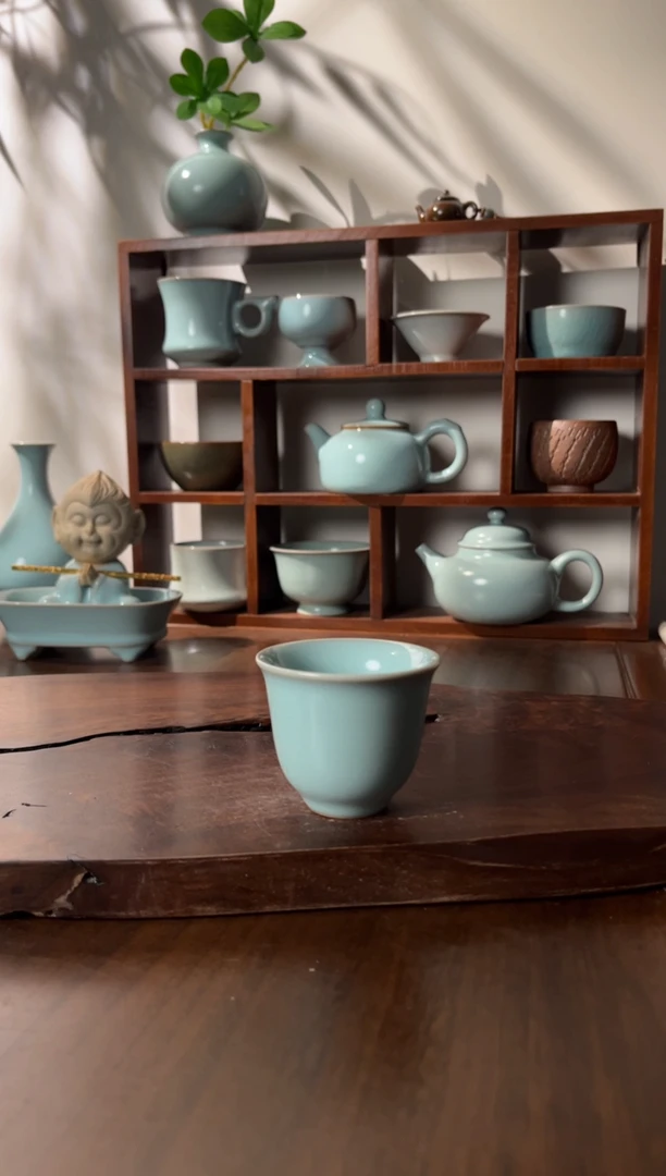 【闪购商品】杯玉松汝瓷高端天青釉色闻香杯