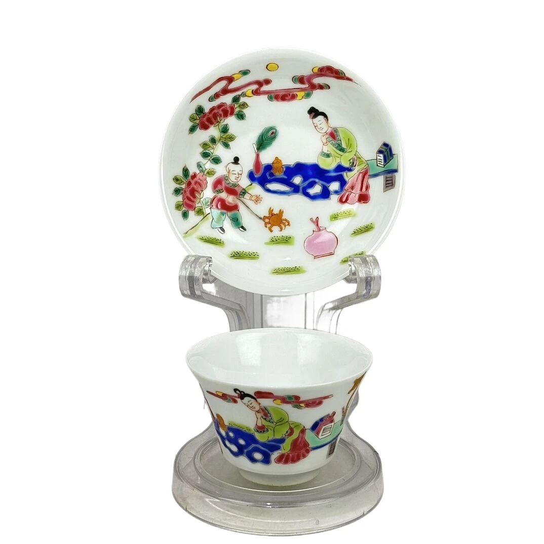 粉彩人物故事杯碟6660