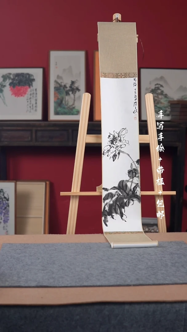 国画手写手绘17*120卷轴-花鸟作品