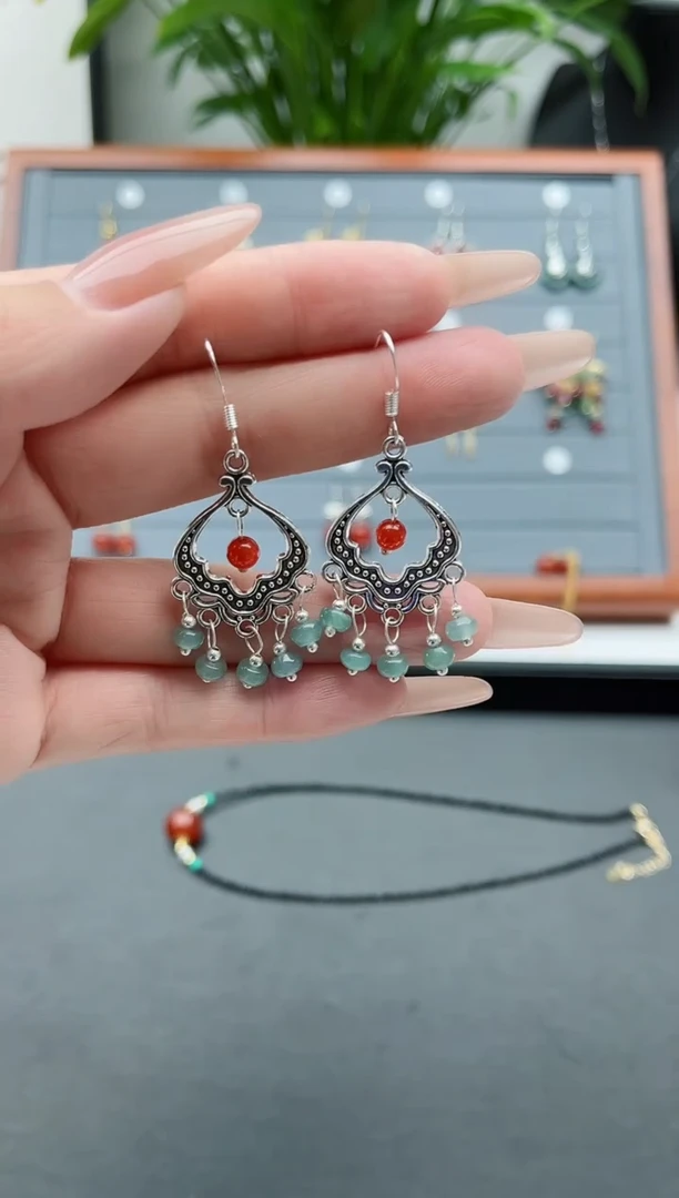 【闪购商品】翡翠耳饰银S925镶嵌8A0000