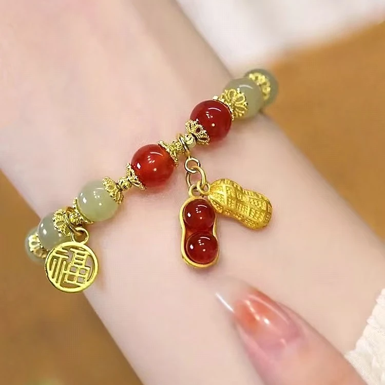 合金手链 好事花生福牌手链气质复古百搭轻奢中式幸运手串