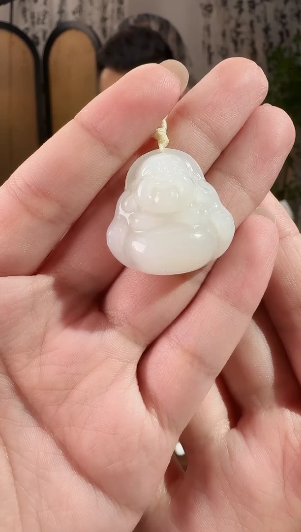 颈饰未镶嵌和田玉30羊脂白佛公