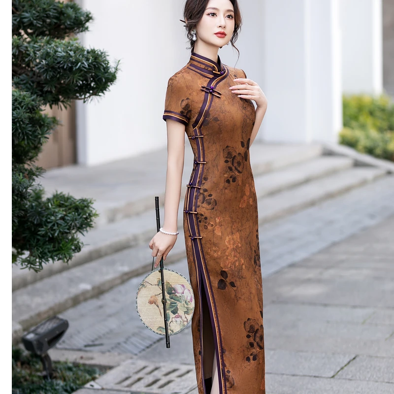 金叶复古日常新款夏季2025高端改良旗袍气质修身显瘦雅致连衣裙女