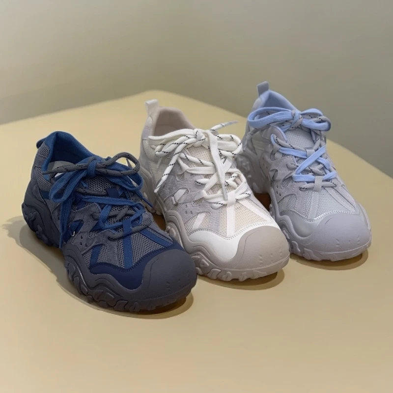 25530-1真皮阿甘丑萌鞋厚底防滑时尚休闲鞋运动风网面老爹鞋夏季