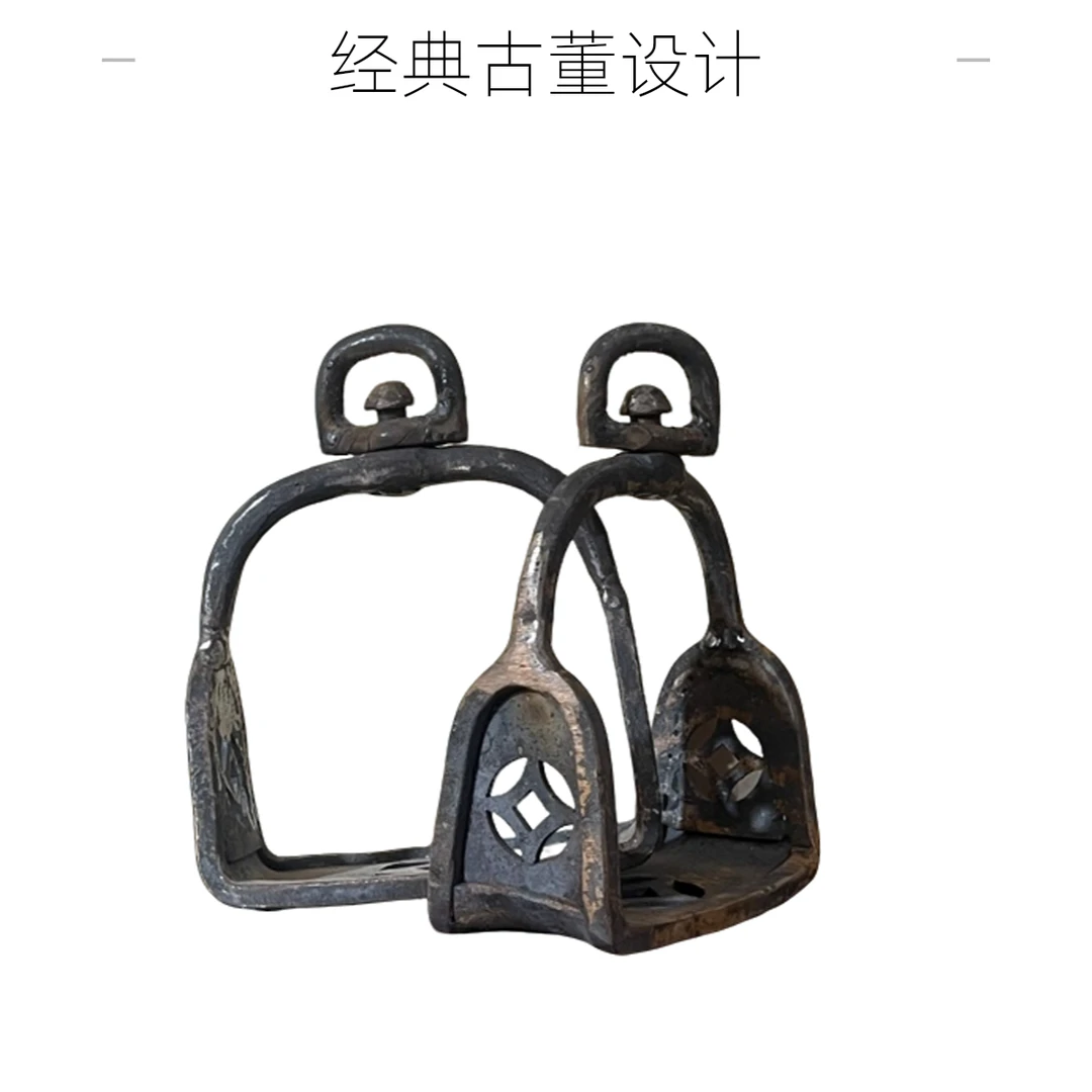 转环马镫复古老款马镫金钱纹老铁匠纯手工制做