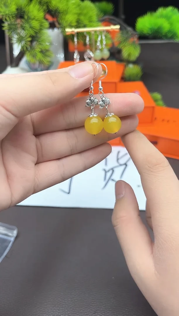 【闪购商品】玛瑙/玉髓耳钉银S925镶嵌315000