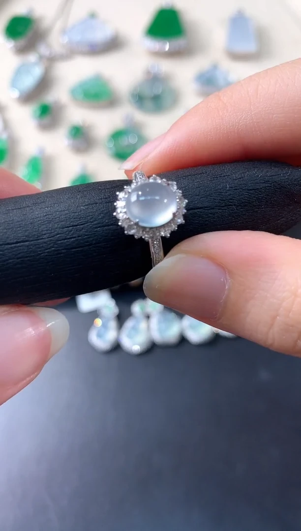 翡翠戒指18K金镶嵌A23|6800