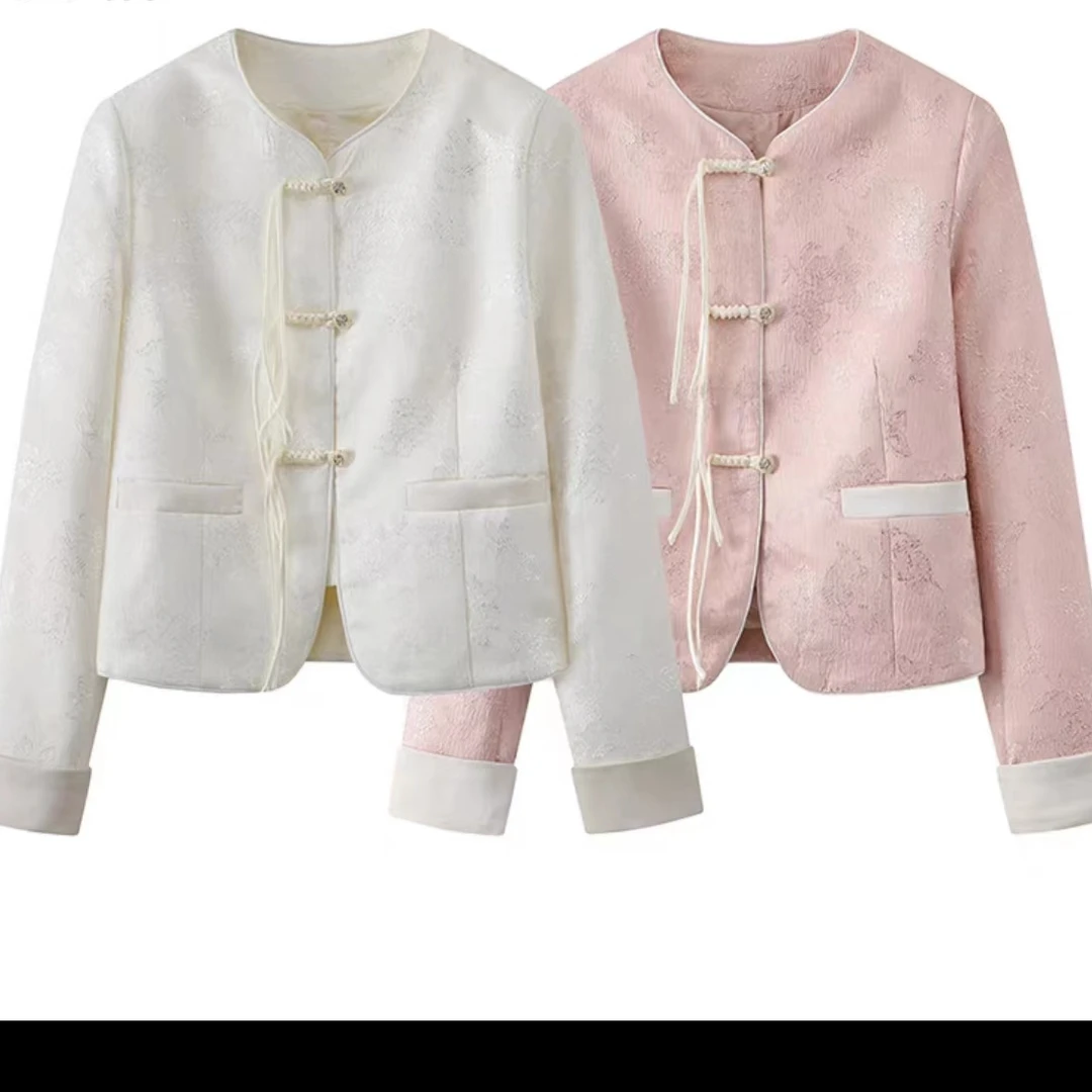 新中式立领春季气质提花上衣女外套C4444