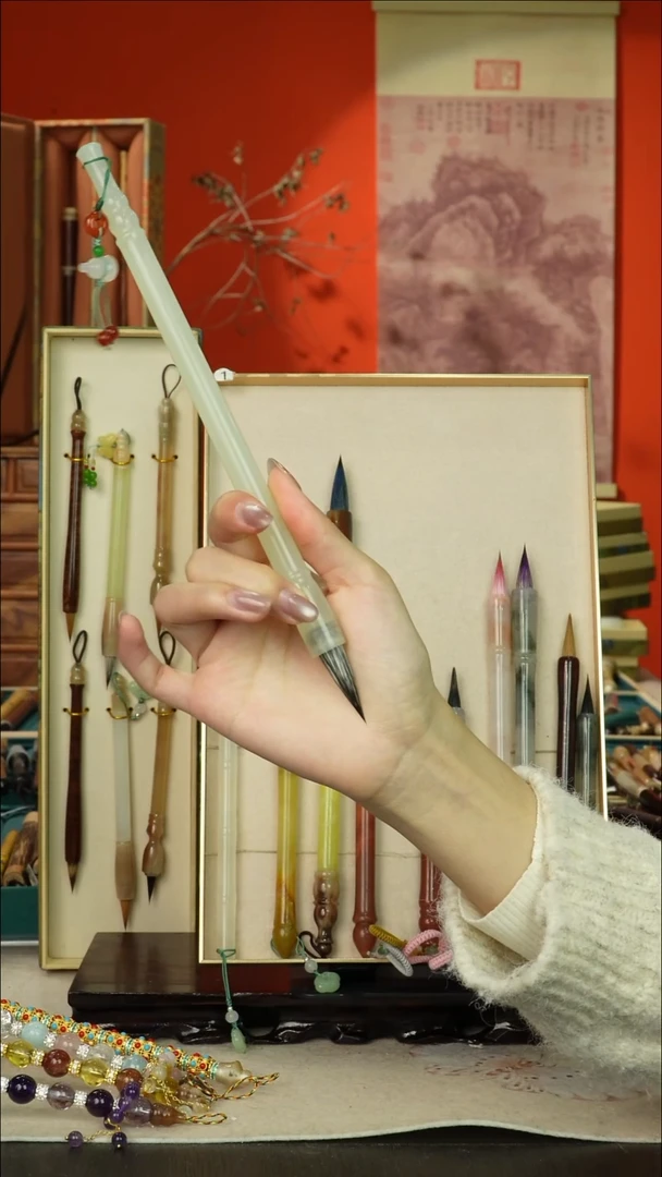 15号闪孤品高货毛笔链接 清水试笔 蘸墨不退